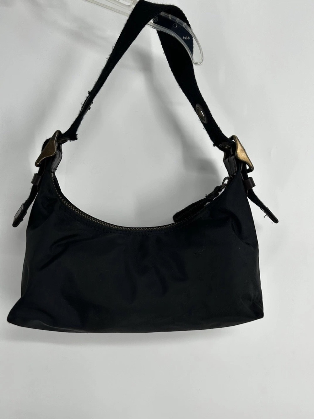 GAP Vintage Y2K 90s Nylon Short Bag Black 4x10 Adjustable Shoulder Belt